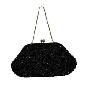 Handbag Beaded Black Small Metal Strap Special‎ Occasion Cocktail Party Formal